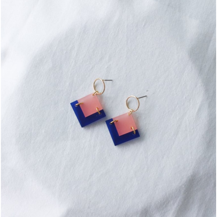 Boucles d'oreilles - allure - 03 - rose et bleu