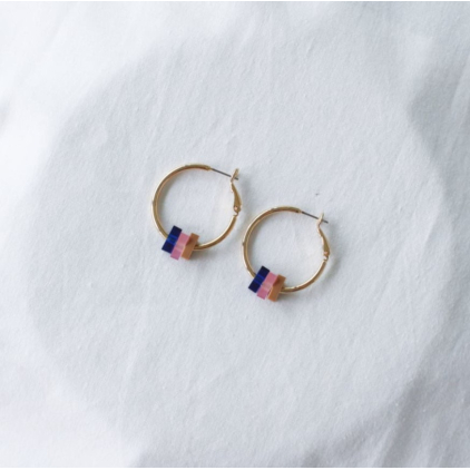 Boucles d'oreilles - allure - 14 - rose et bleu