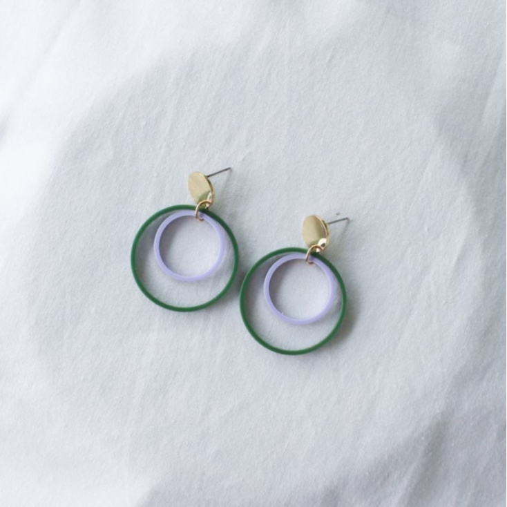 Boucles d'oreilles - glance - 03 - vert et lilas