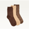 Pack de 3 chaussettes - Paillettes et léopard marron doré