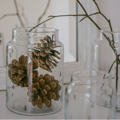 Vase en verre grand - Sapins