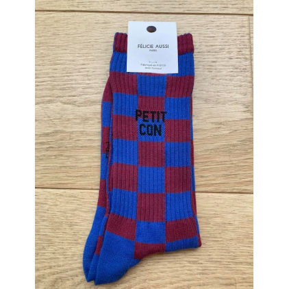 Chaussettes - Petit con - damier bleu prune - 40/45