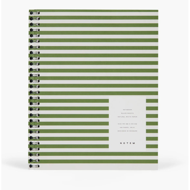 Nela Wirebound Spiral Notebook -Large, Green