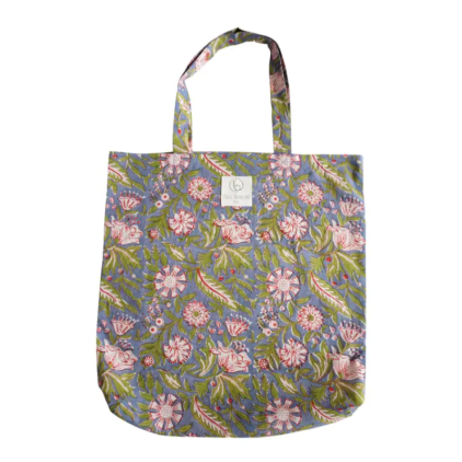 Tote bag en coton imprimé fleuri N°55