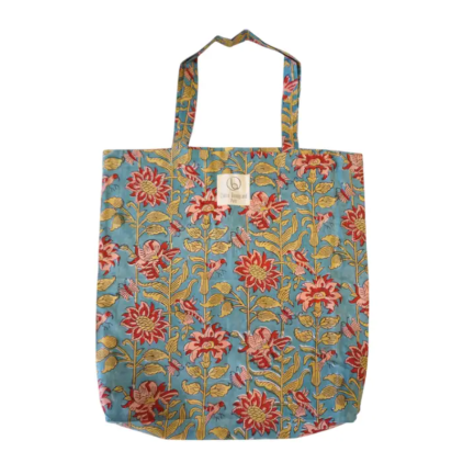 Tote bag en coton imprimé fleuri N°67