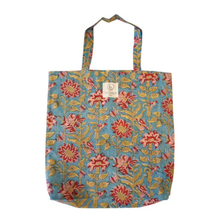 Tote bag en coton - imprimé fleuri N°67