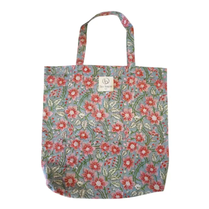 Tote bag en coton imprimé fleuri N°70