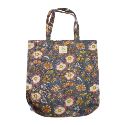 Tote bag en coton imprimé fleuri N°78