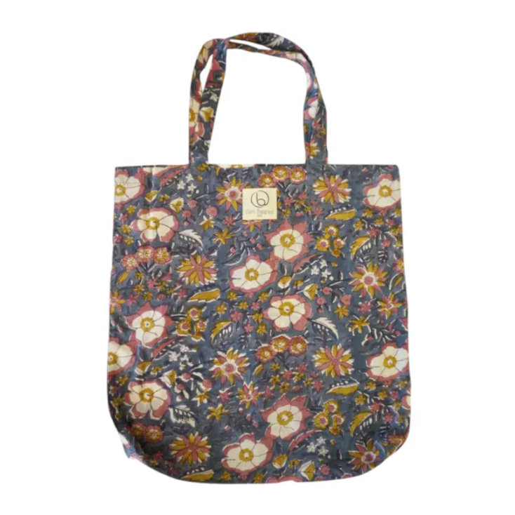 Tote bag en coton - imprimé fleuri N°78