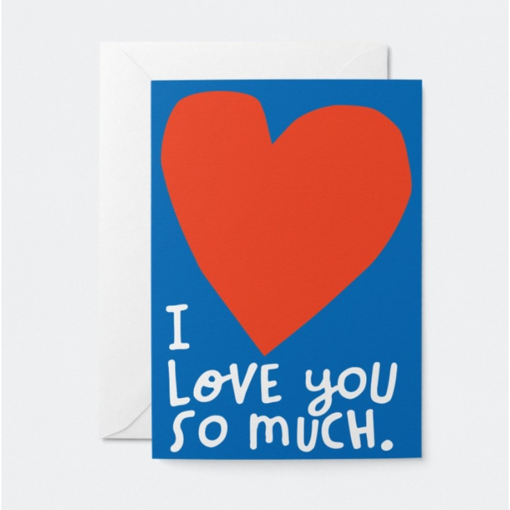 Carte avec enveloppe - I love you so much - Bleu