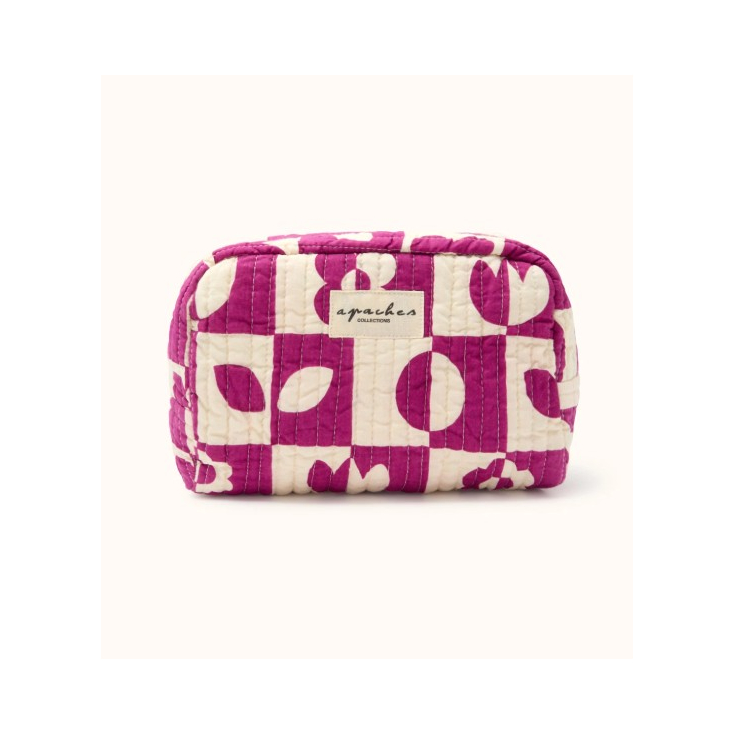 Petite trousse Gaya - Damier - Fucshia