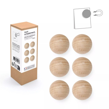 Pack de 3 petites boules magnétiques en bois - vert,bleu canard et bleu nuit